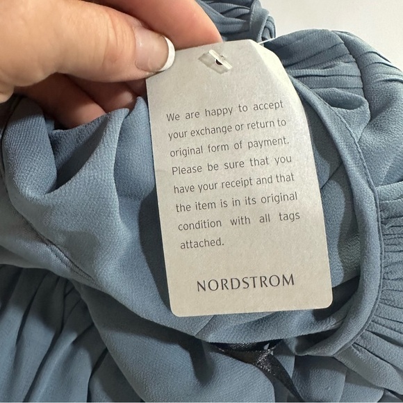 LEVKOFF Keyhole Neck Chiffon A-Line Blue Gown Size 10 NWT - Picture 7 of 8